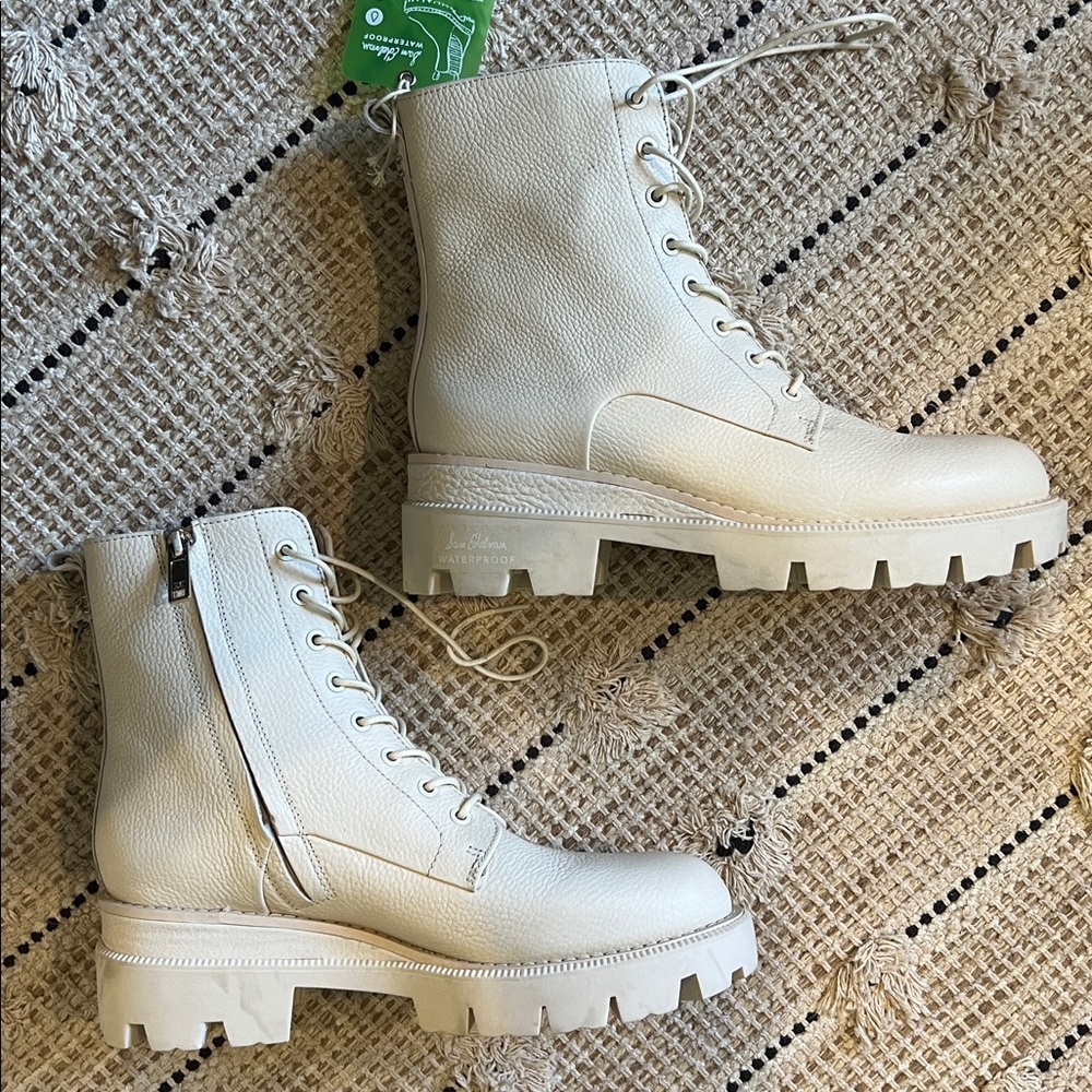 Sam Edelman Waterproof Garret Ivory Platform Combat Boots - Picture 6 of 7
